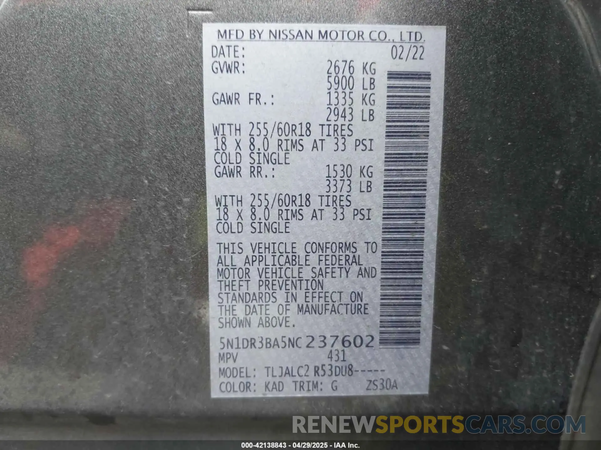 9 fotografías del automóvil dañado 5N1DR3BA5NC237602 NISSAN PATHFINDER 2022