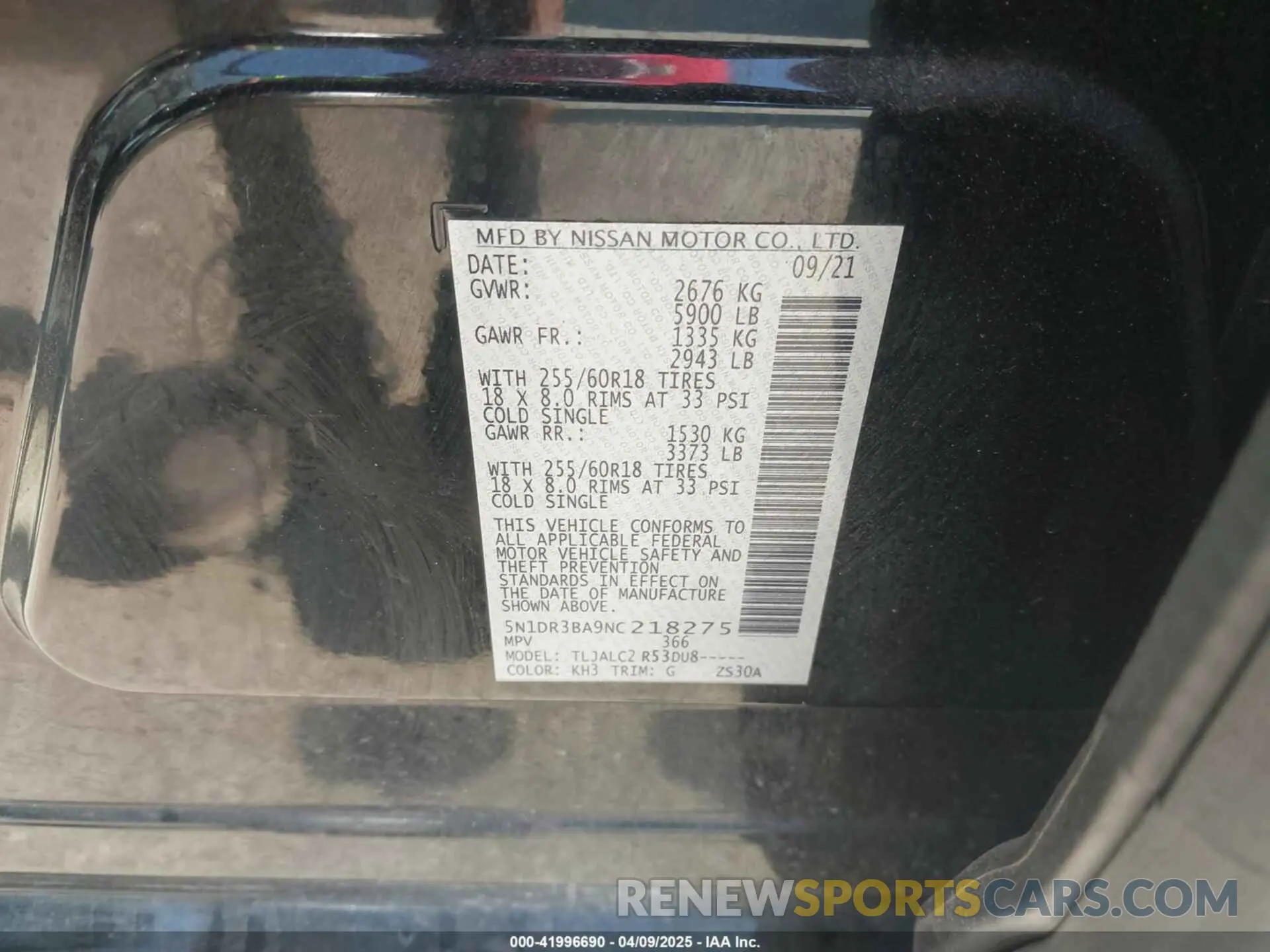 9 fotografías del automóvil dañado 5N1DR3BA9NC218275 NISSAN PATHFINDER 2022