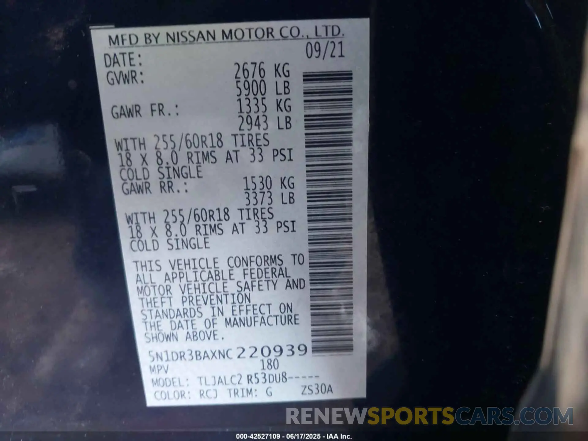 9 fotografías del automóvil dañado 5N1DR3BAXNC220939 NISSAN PATHFINDER 2022
