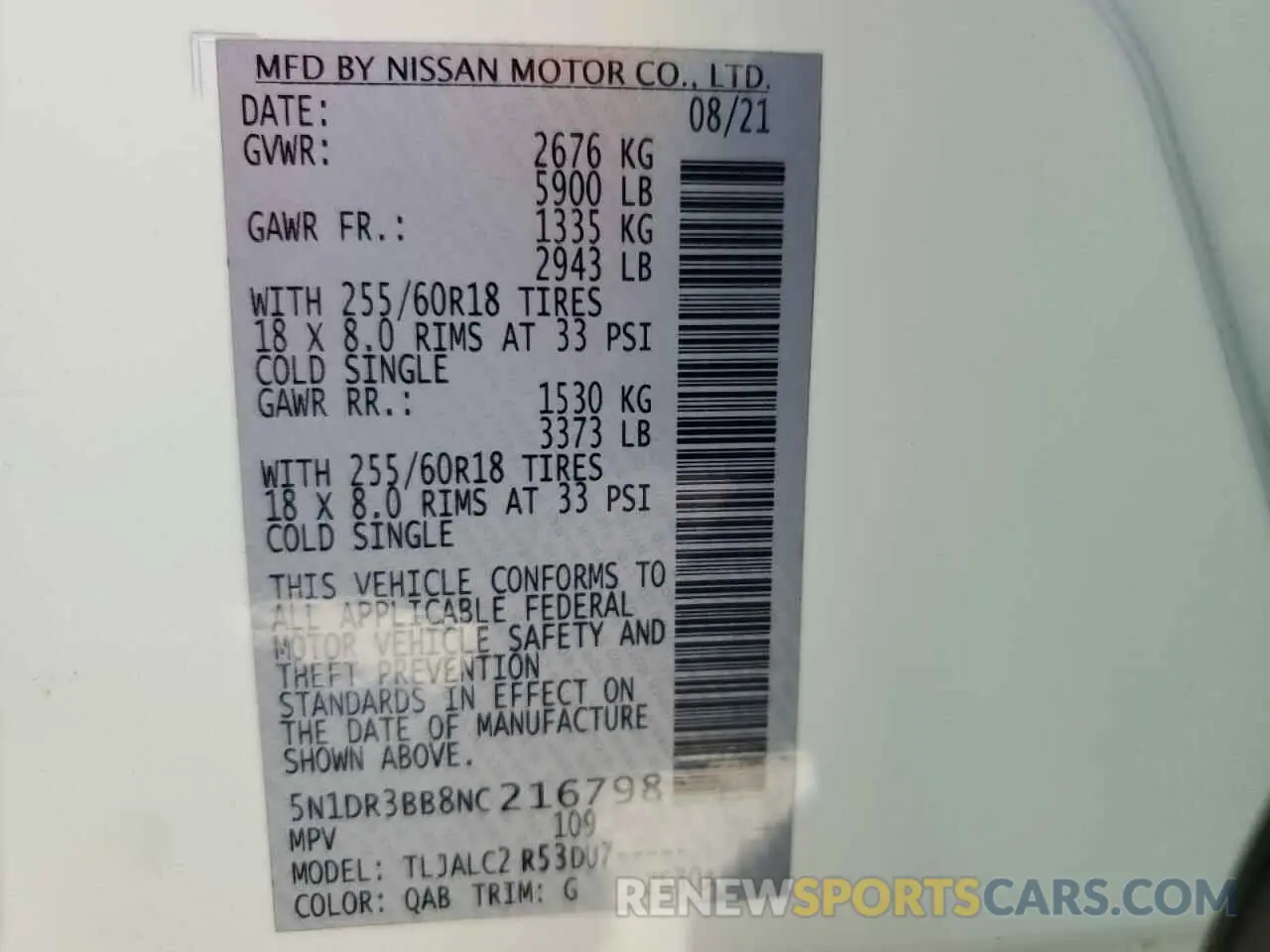 13 fotografías del automóvil dañado 5N1DR3BB8NC216798 NISSAN PATHFINDER 2022
