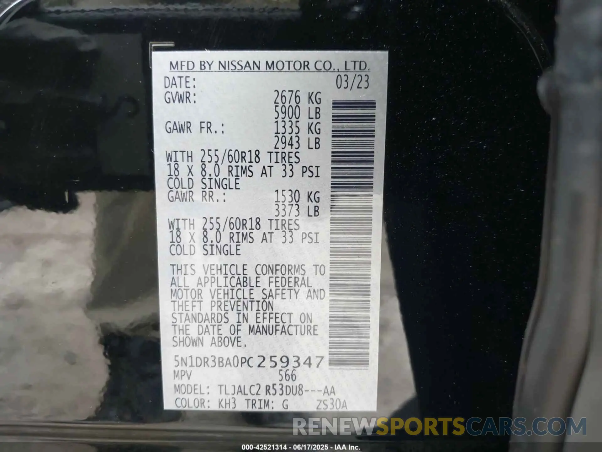 9 fotografías del automóvil dañado 5N1DR3BA0PC259347 NISSAN PATHFINDER 2023