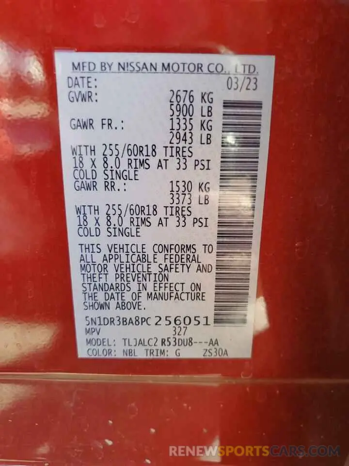 14 fotografías del automóvil dañado 5N1DR3BA8PC256051 NISSAN PATHFINDER 2023