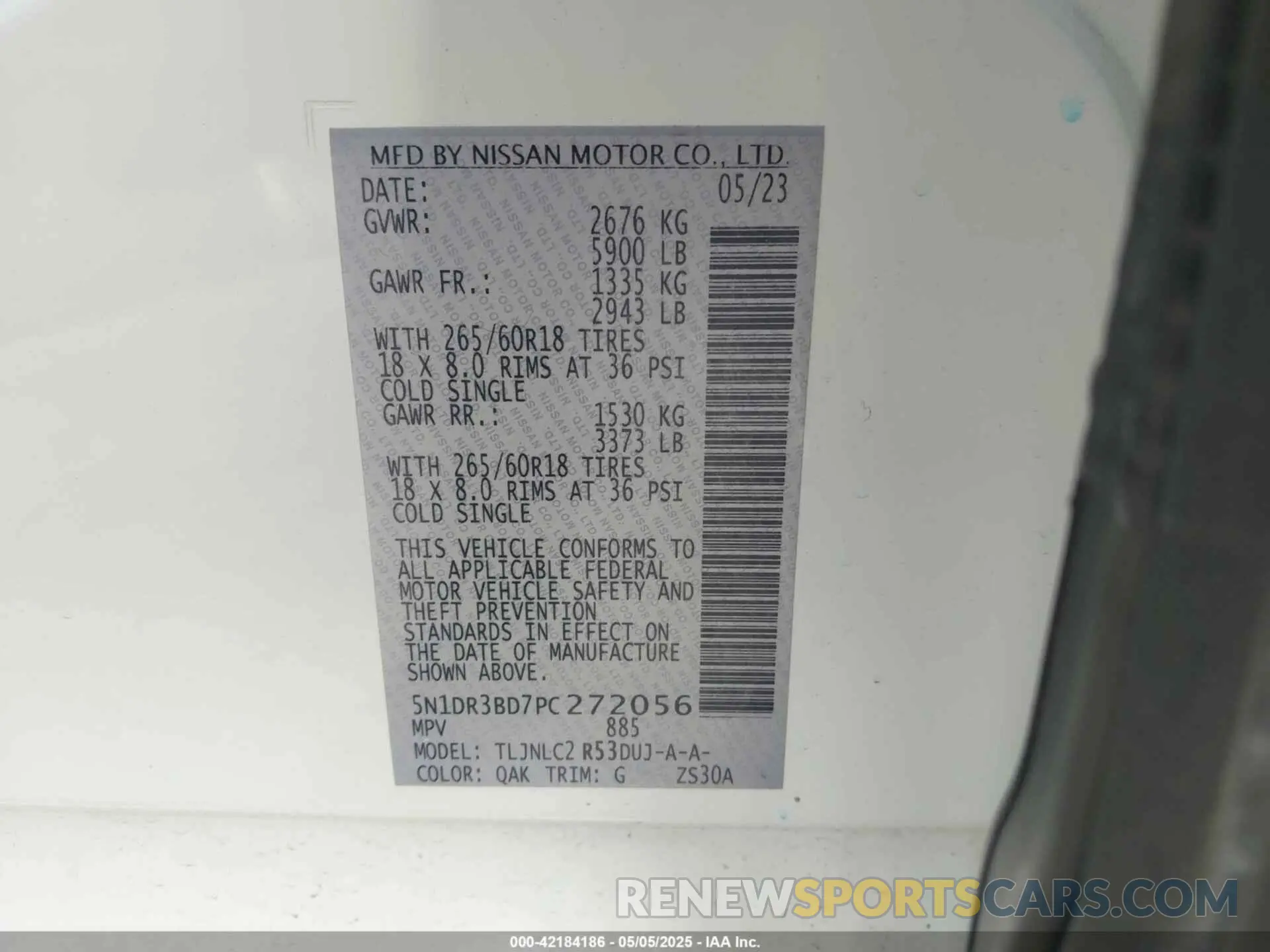 9 fotografías del automóvil dañado 5N1DR3BD7PC272056 NISSAN PATHFINDER 2023