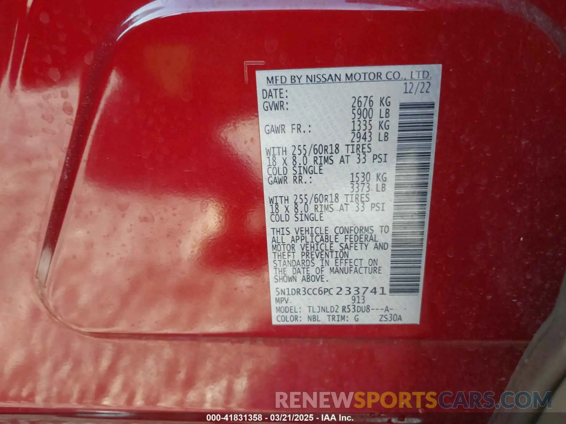 9 fotografías del automóvil dañado 5N1DR3CC6PC233741 NISSAN PATHFINDER 2023