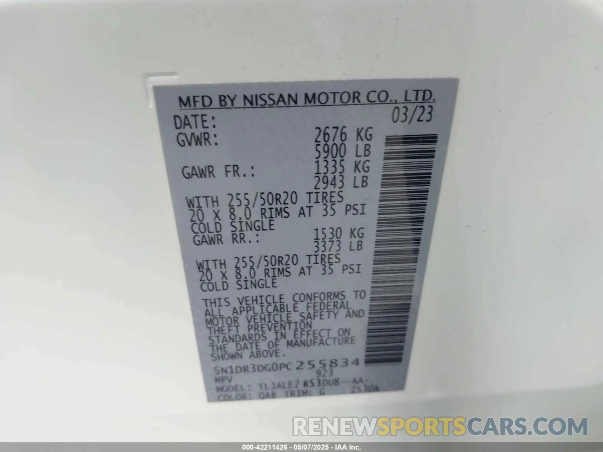 9 fotografías del automóvil dañado 5N1DR3DG0PC255834 NISSAN PATHFINDER 2023
