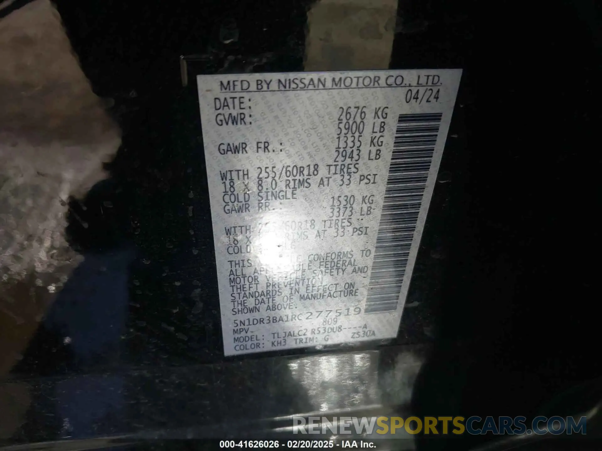 9 fotografías del automóvil dañado 5N1DR3BA1RC277519 NISSAN PATHFINDER 2024