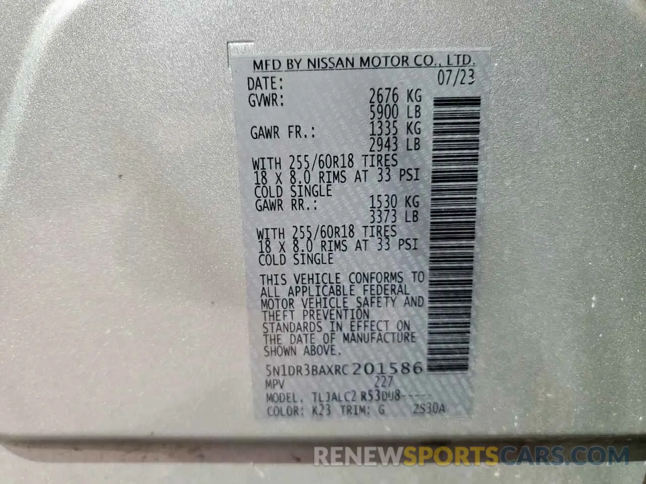 13 fotografías del automóvil dañado 5N1DR3BAXRC201586 NISSAN PATHFINDER 2024