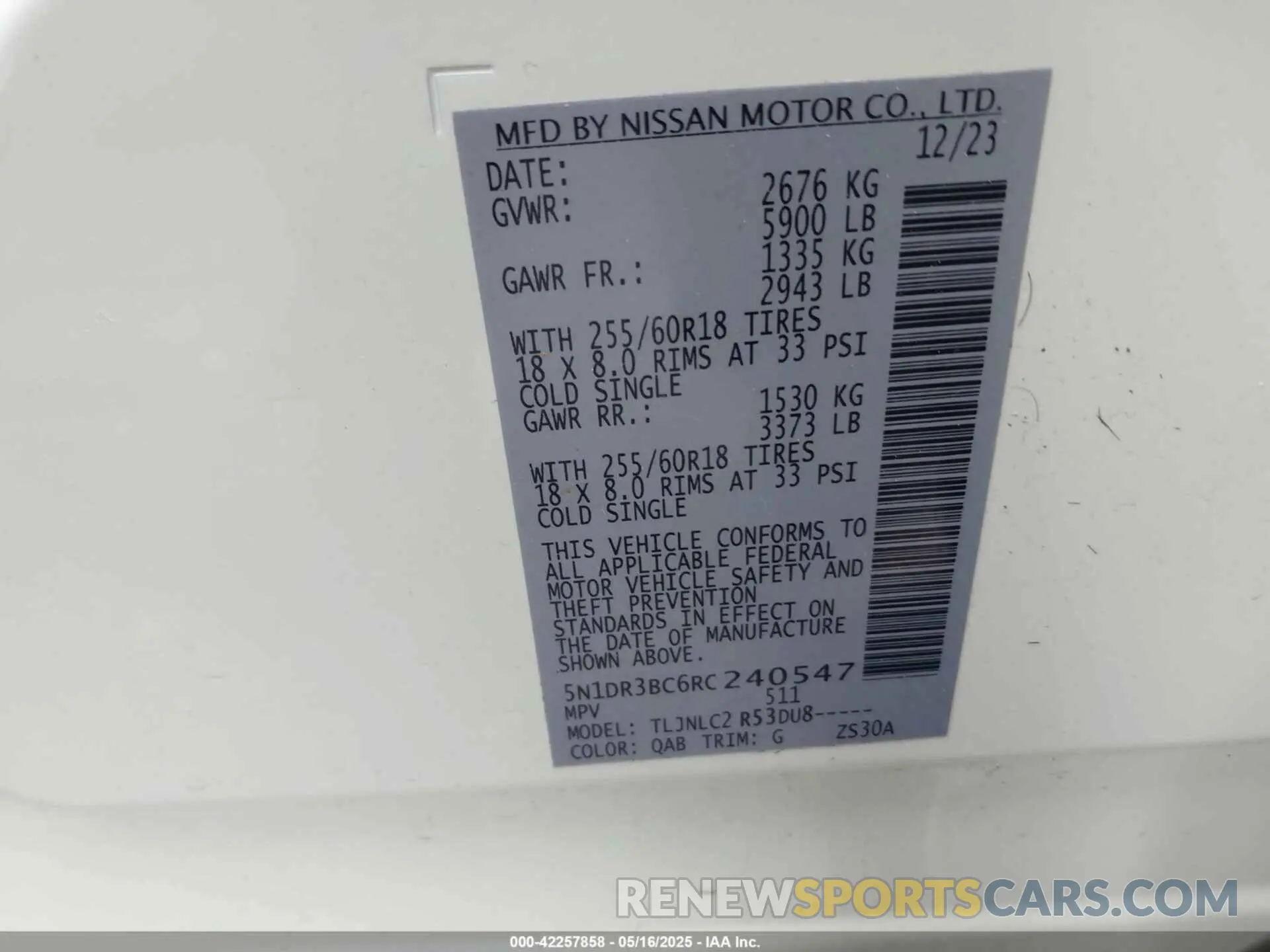 9 fotografías del automóvil dañado 5N1DR3BC6RC240547 NISSAN PATHFINDER 2024