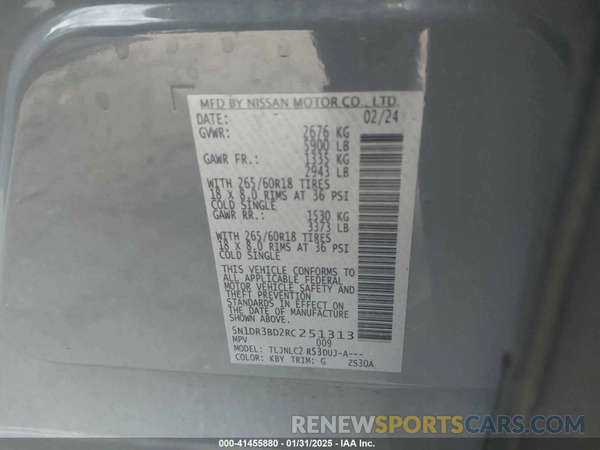 9 fotografías del automóvil dañado 5N1DR3BD2RC251313 NISSAN PATHFINDER 2024