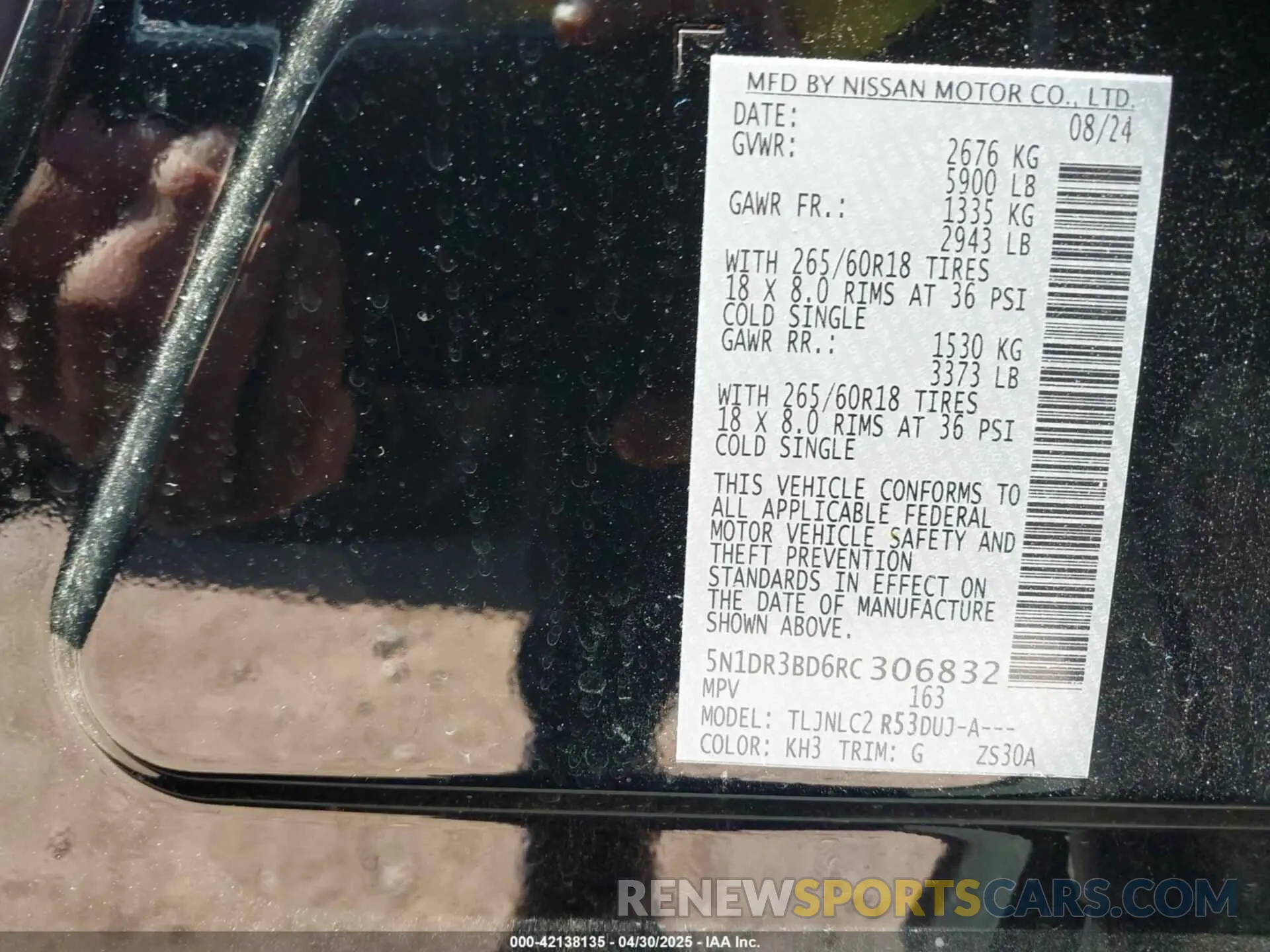 9 fotografías del automóvil dañado 5N1DR3BD6RC306832 NISSAN PATHFINDER 2024