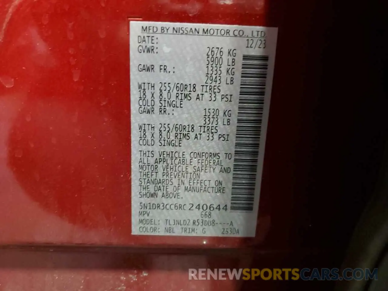 14 fotografías del automóvil dañado 5N1DR3CC6RC240644 NISSAN PATHFINDER 2024