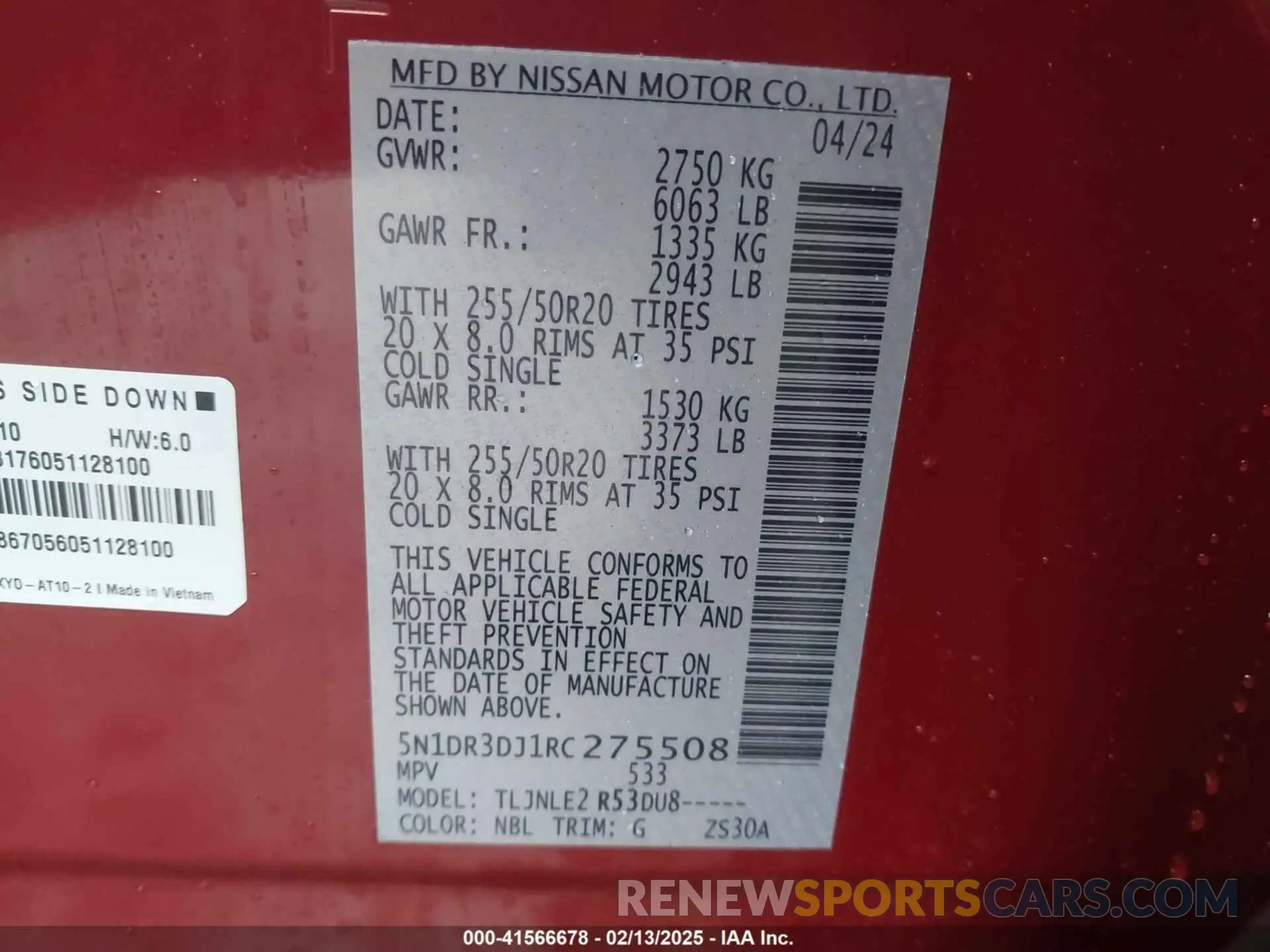 9 fotografías del automóvil dañado 5N1DR3DJ1RC275508 NISSAN PATHFINDER 2024