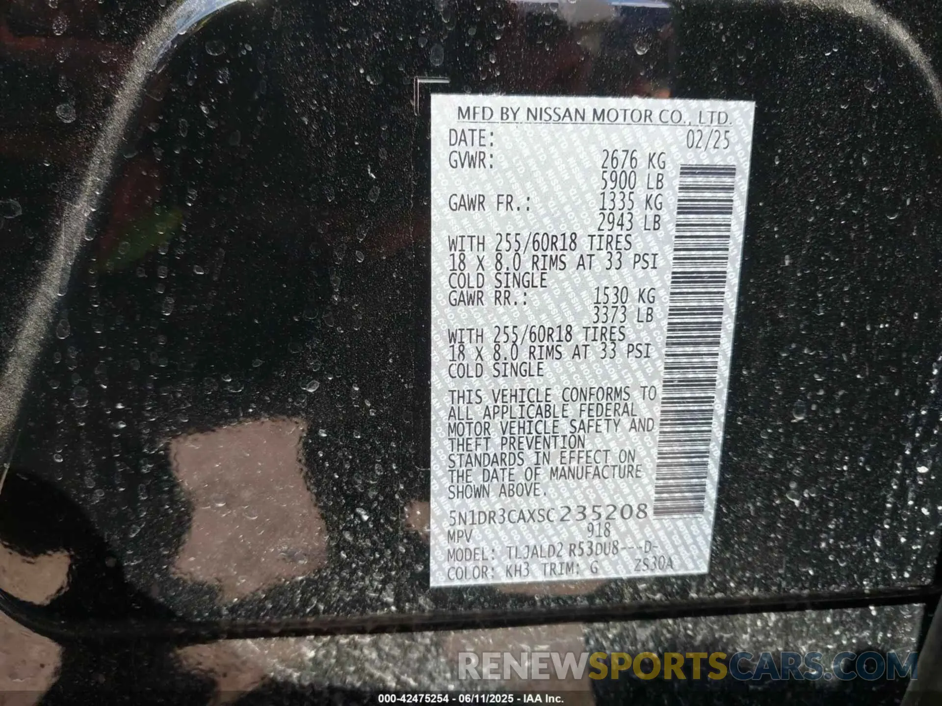 9 fotografías del automóvil dañado 5N1DR3CAXSC235208 NISSAN PATHFINDER 2025