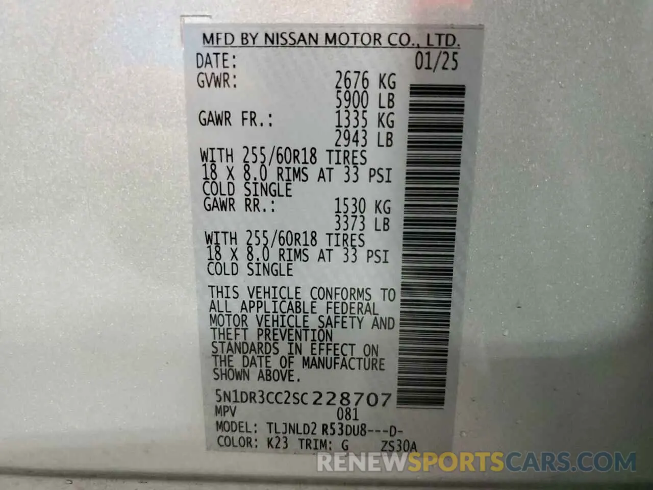 14 fotografías del automóvil dañado 5N1DR3CC2SC228707 NISSAN PATHFINDER 2025