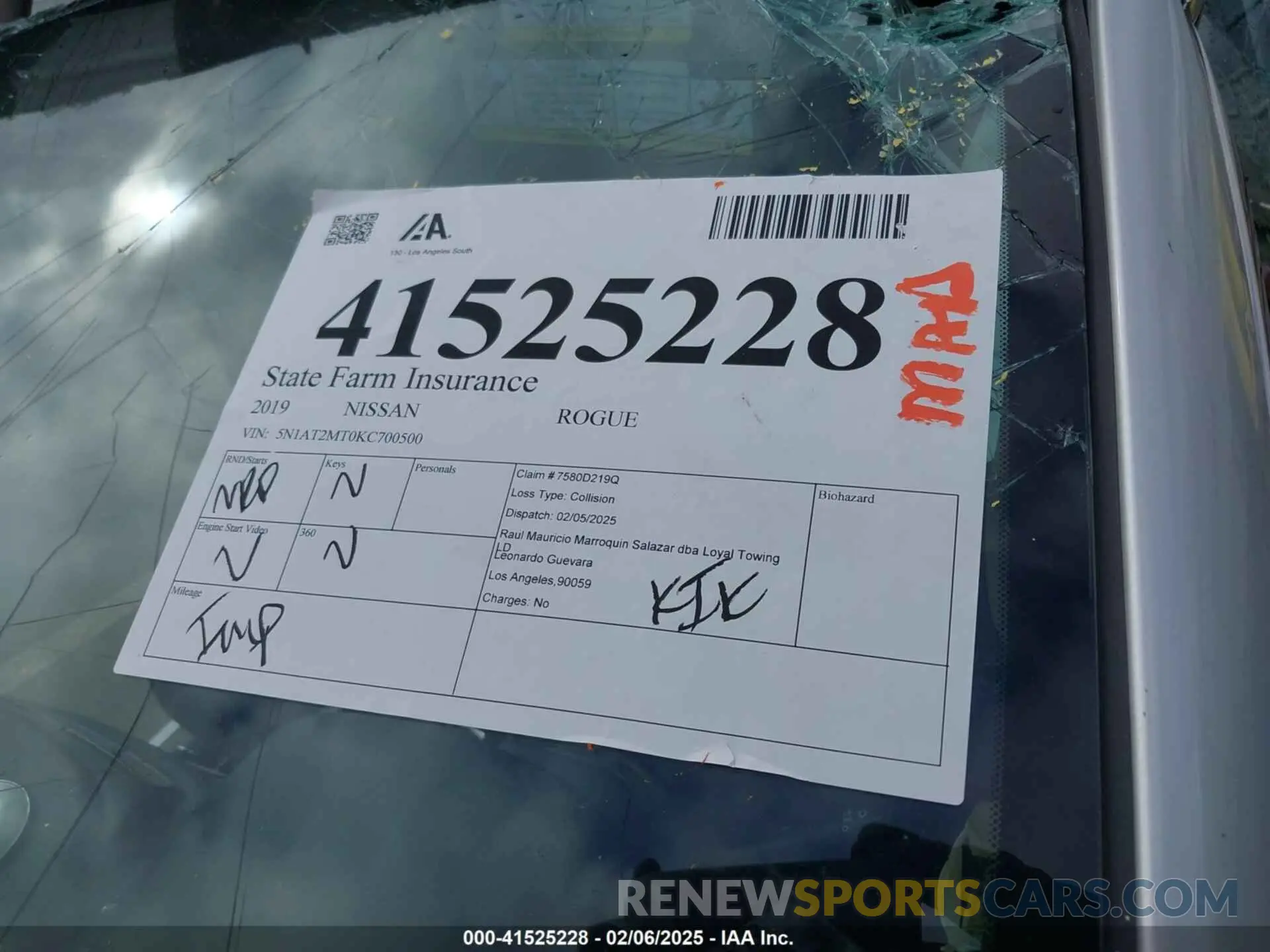 12 fotografías del automóvil dañado 5N1AT2MT0KC700500 NISSAN ROGUE 2019