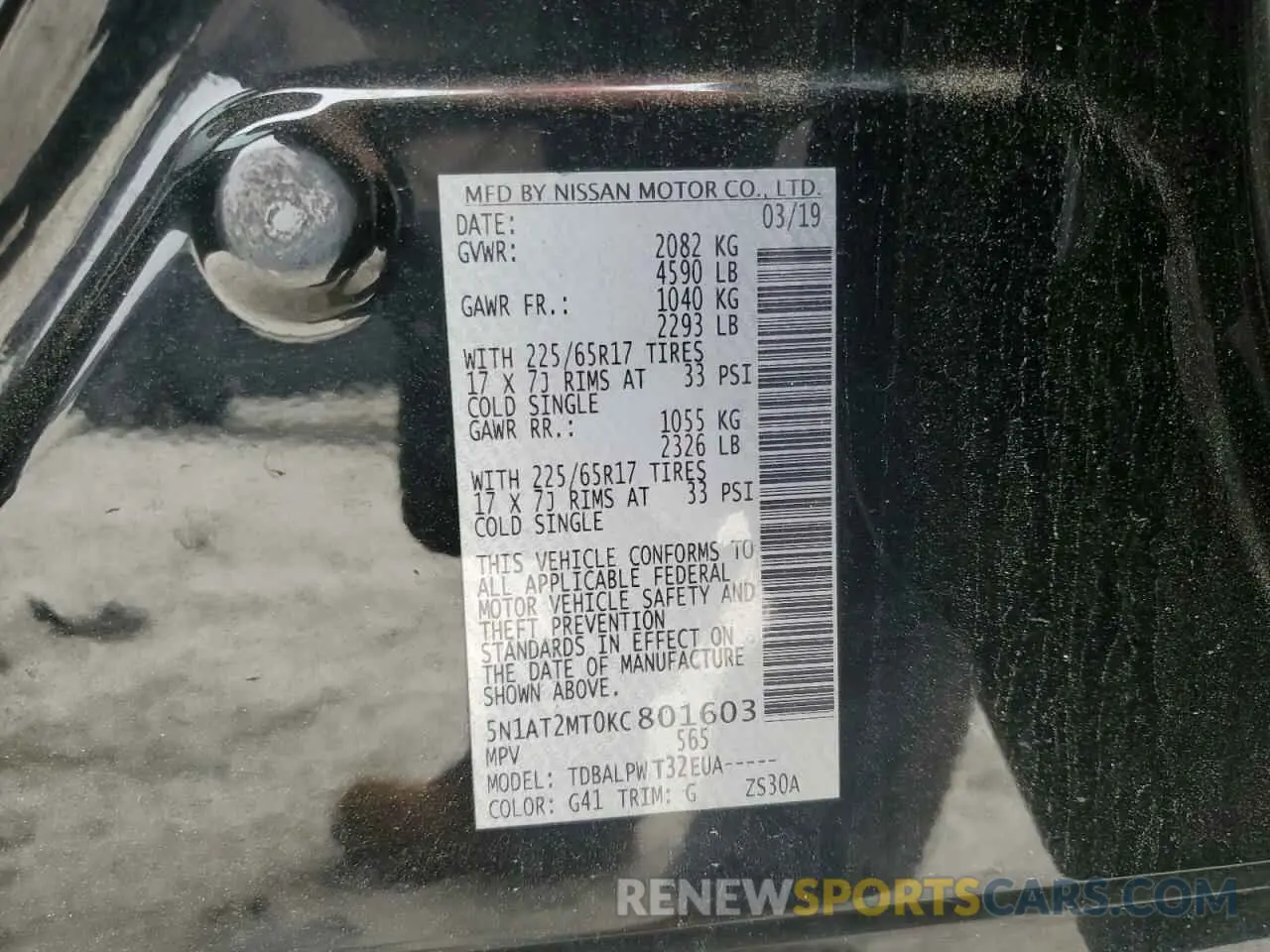 13 fotografías del automóvil dañado 5N1AT2MT0KC801603 NISSAN ROGUE 2019