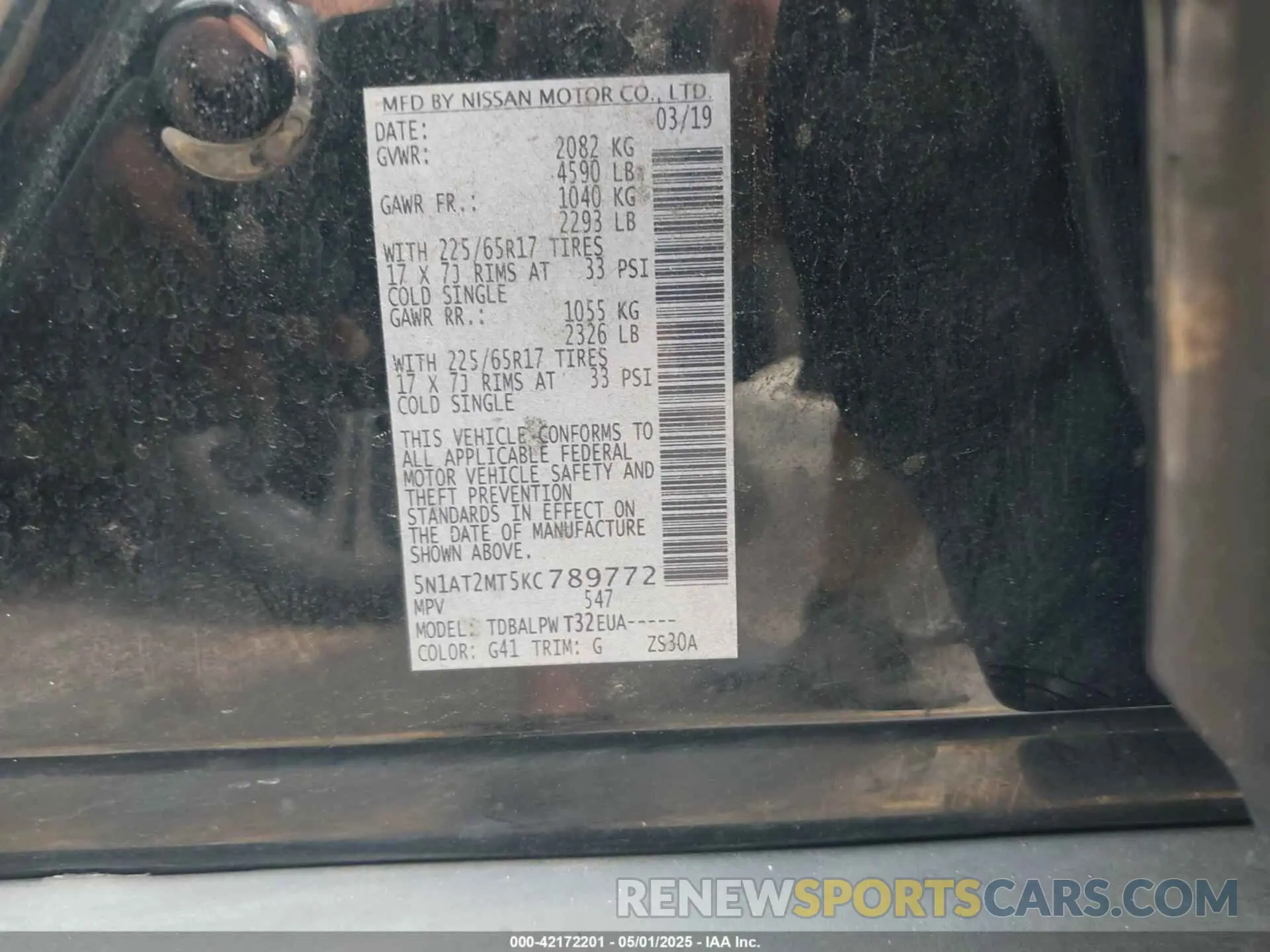 9 fotografías del automóvil dañado 5N1AT2MT5KC789772 NISSAN ROGUE 2019