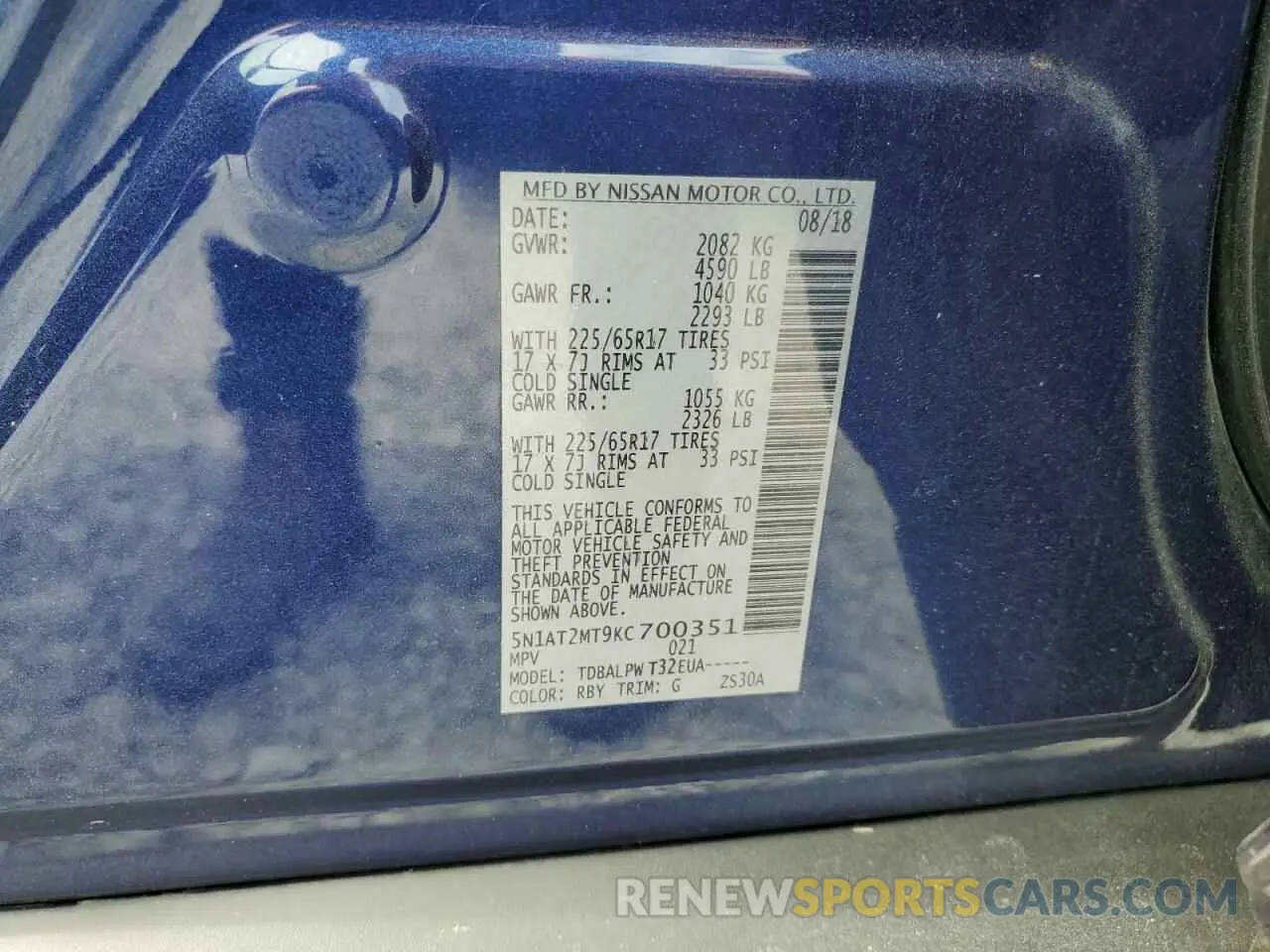13 fotografías del automóvil dañado 5N1AT2MT9KC700351 NISSAN ROGUE 2019