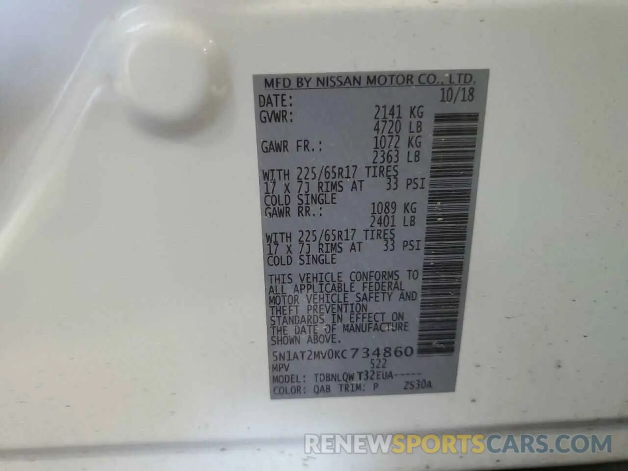 13 fotografías del automóvil dañado 5N1AT2MV0KC734860 NISSAN ROGUE 2019