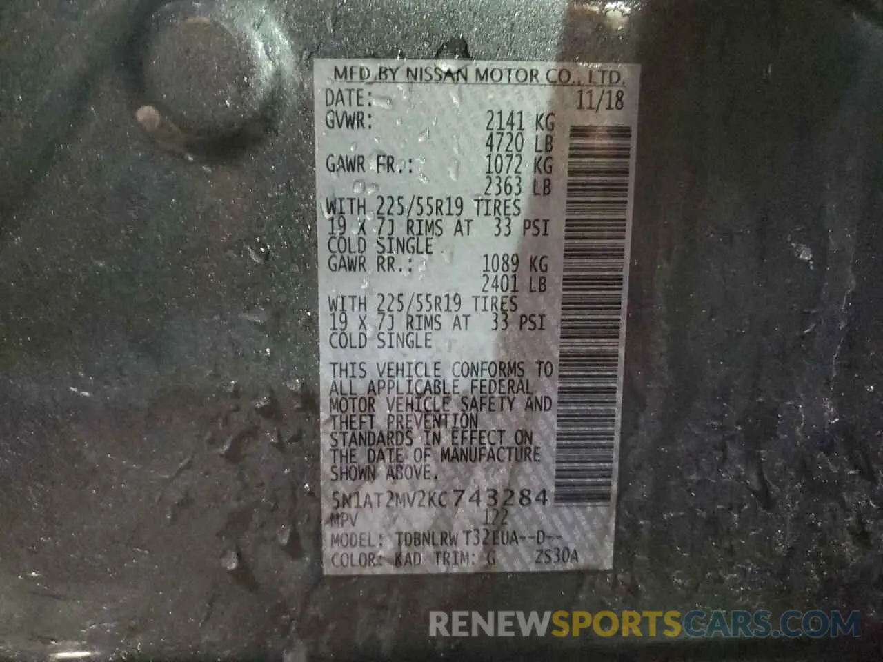 13 fotografías del automóvil dañado 5N1AT2MV2KC743284 NISSAN ROGUE 2019