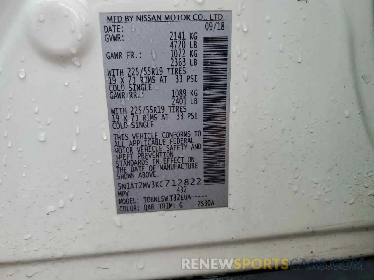 12 fotografías del automóvil dañado 5N1AT2MV3KC712822 NISSAN ROGUE 2019