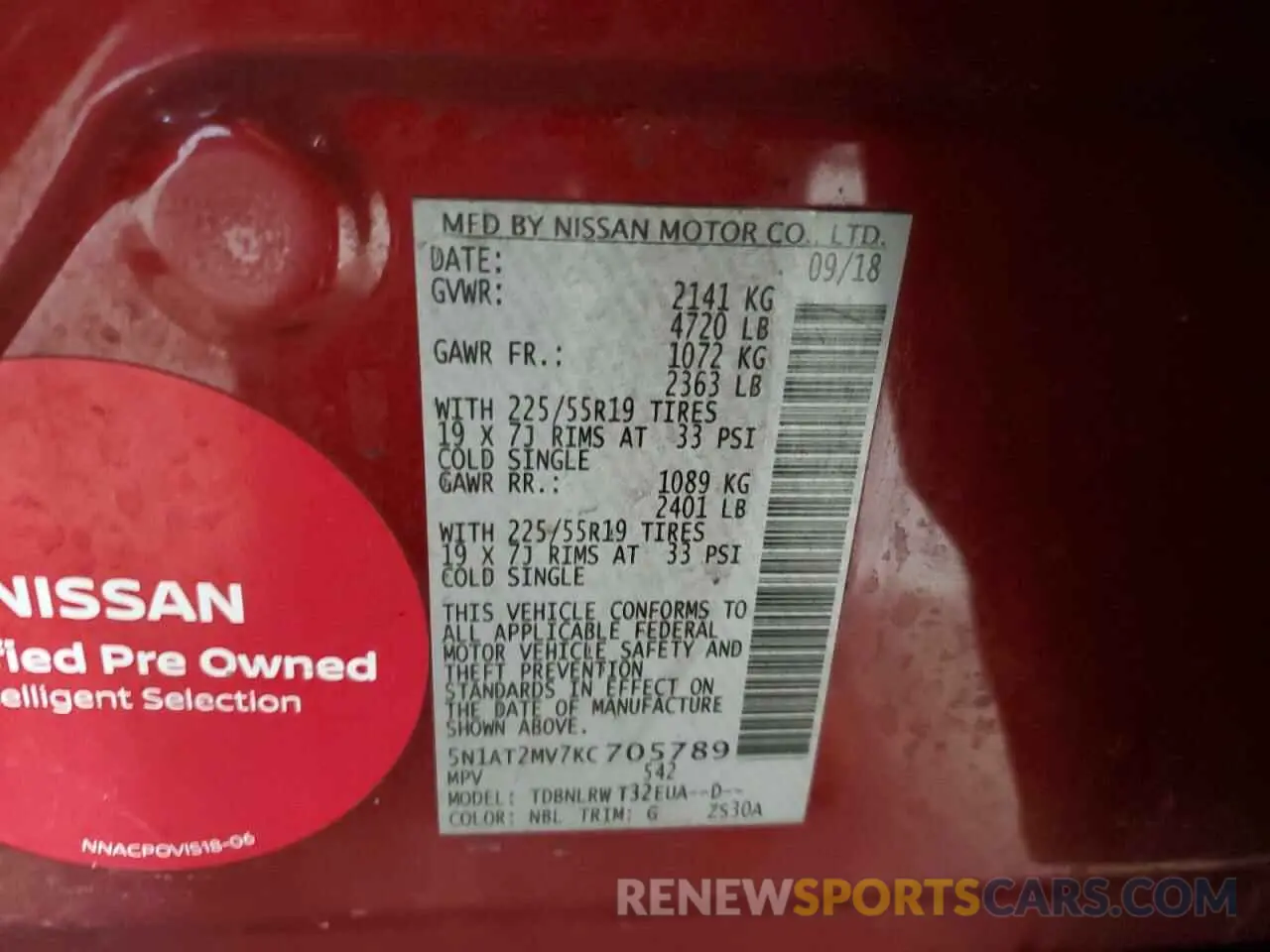 13 fotografías del automóvil dañado 5N1AT2MV7KC705789 NISSAN ROGUE 2019