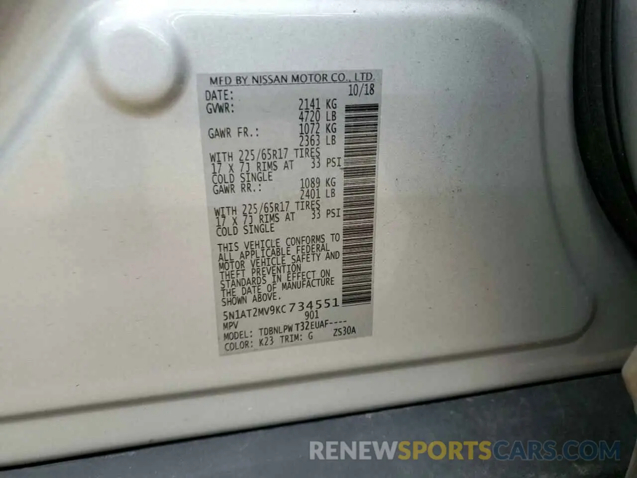 14 fotografías del automóvil dañado 5N1AT2MV9KC734551 NISSAN ROGUE 2019