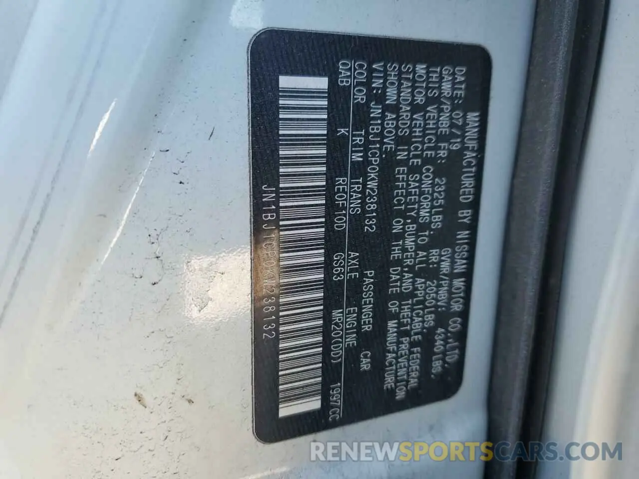 12 fotografías del automóvil dañado JN1BJ1CP0KW238132 NISSAN ROGUE 2019