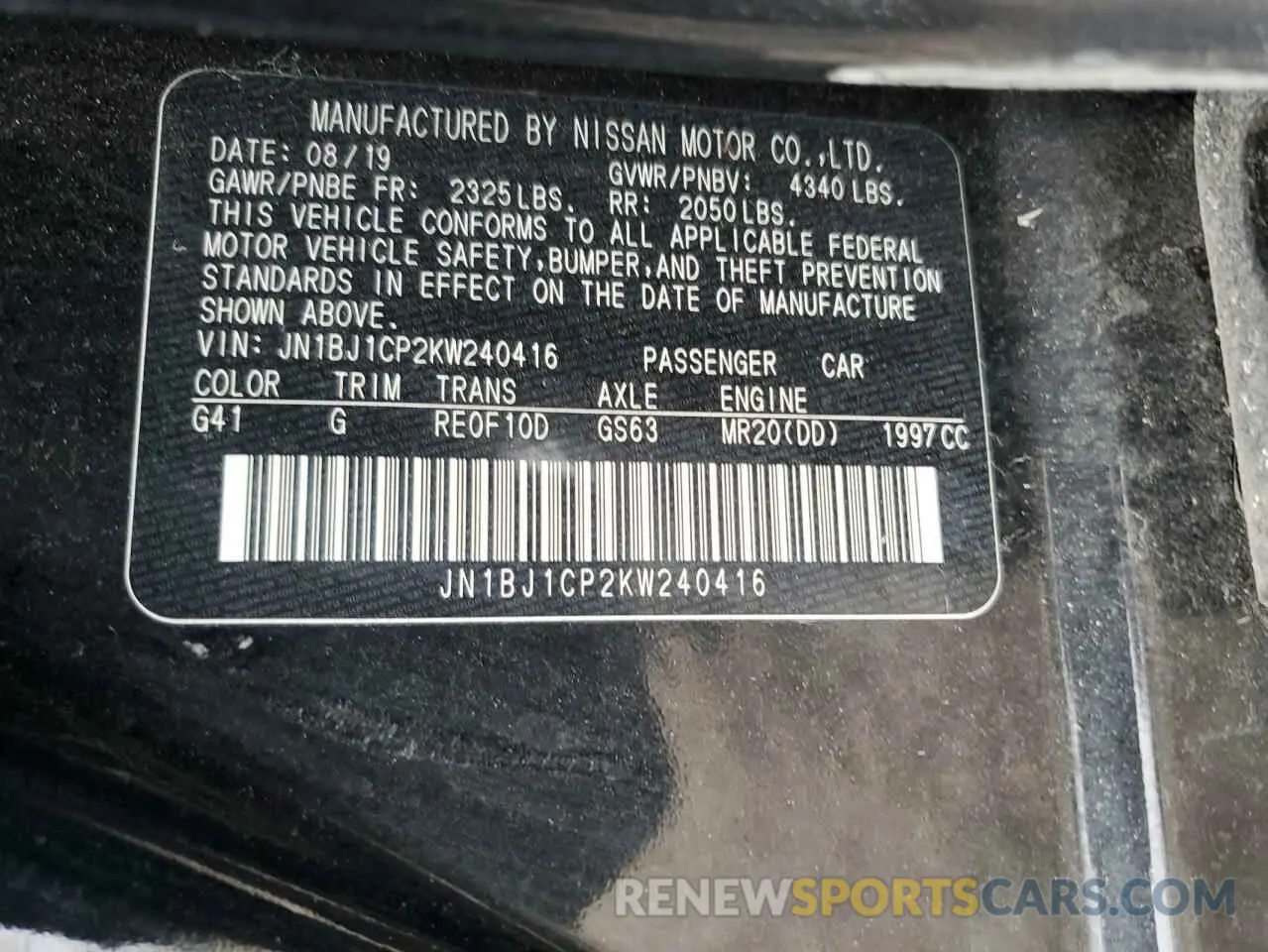 14 fotografías del automóvil dañado JN1BJ1CP2KW240416 NISSAN ROGUE 2019
