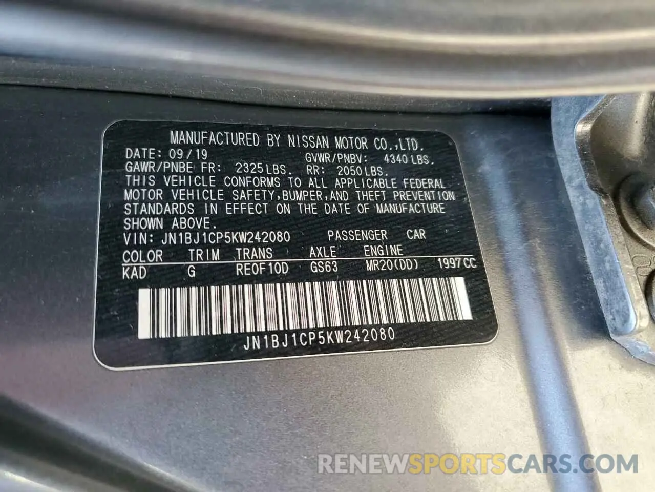 13 fotografías del automóvil dañado JN1BJ1CP5KW242080 NISSAN ROGUE 2019