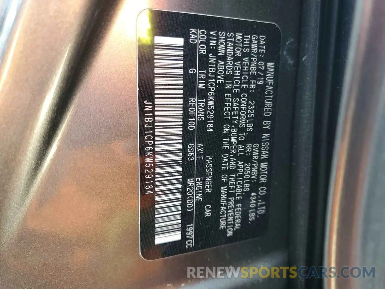 12 fotografías del automóvil dañado JN1BJ1CP6KW529184 NISSAN ROGUE 2019
