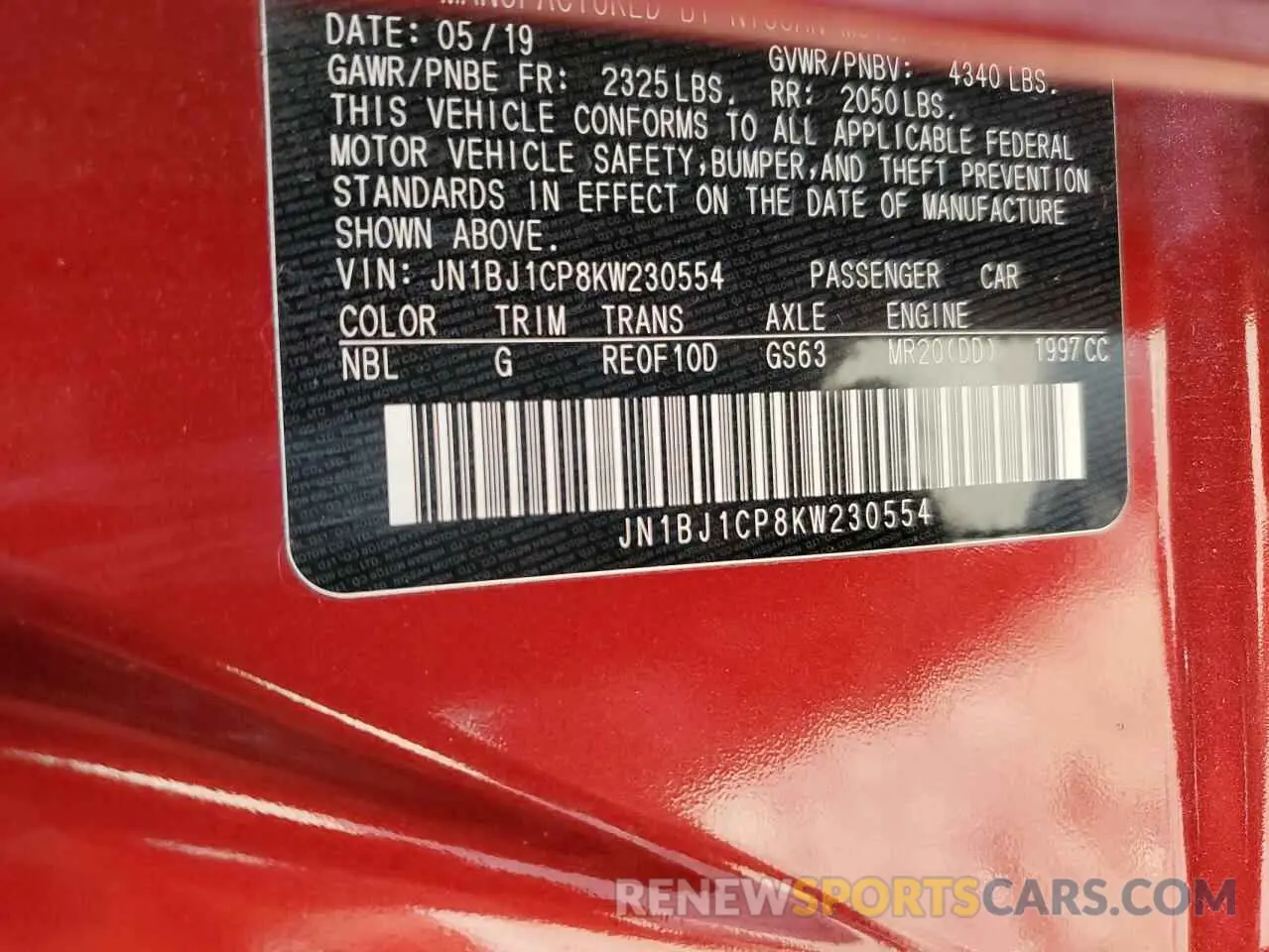 14 fotografías del automóvil dañado JN1BJ1CP8KW230554 NISSAN ROGUE 2019