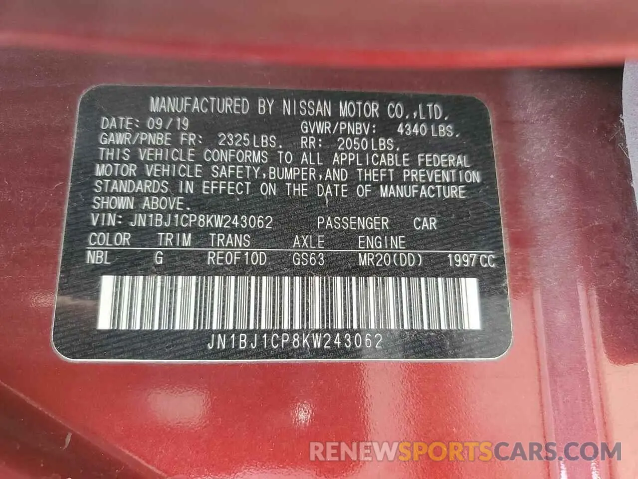 14 fotografías del automóvil dañado JN1BJ1CP8KW243062 NISSAN ROGUE 2019