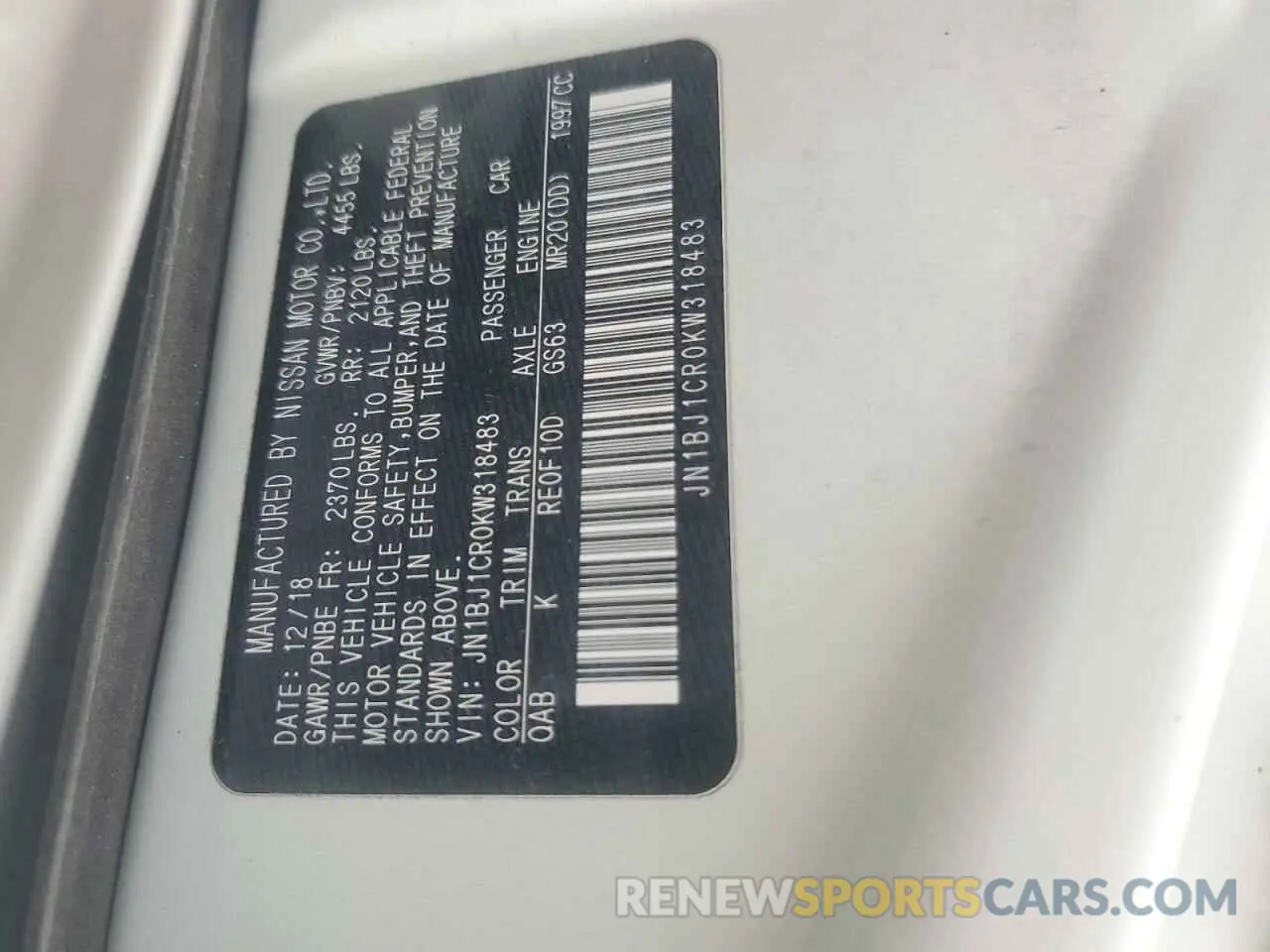 13 fotografías del automóvil dañado JN1BJ1CR0KW318483 NISSAN ROGUE 2019
