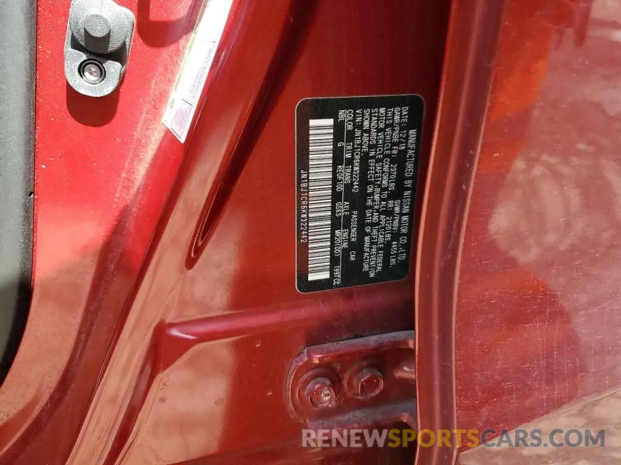 12 fotografías del automóvil dañado JN1BJ1CR6KW322442 NISSAN ROGUE 2019