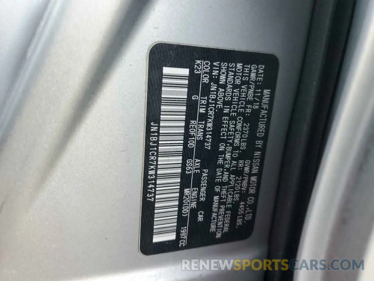 12 fotografías del automóvil dañado JN1BJ1CR7KW314737 NISSAN ROGUE 2019