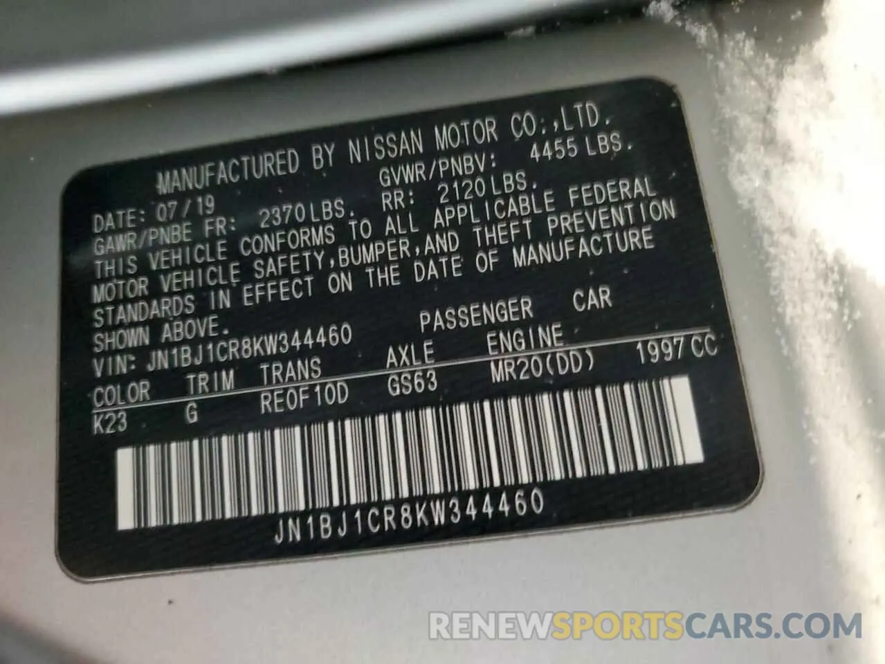14 fotografías del automóvil dañado JN1BJ1CR8KW344460 NISSAN ROGUE 2019