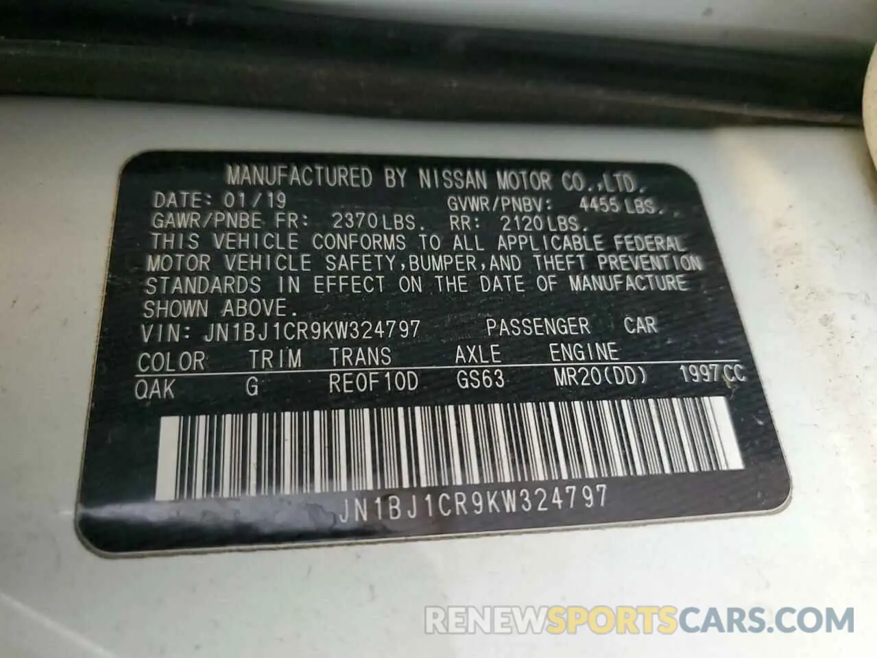 12 fotografías del automóvil dañado JN1BJ1CR9KW324797 NISSAN ROGUE 2019