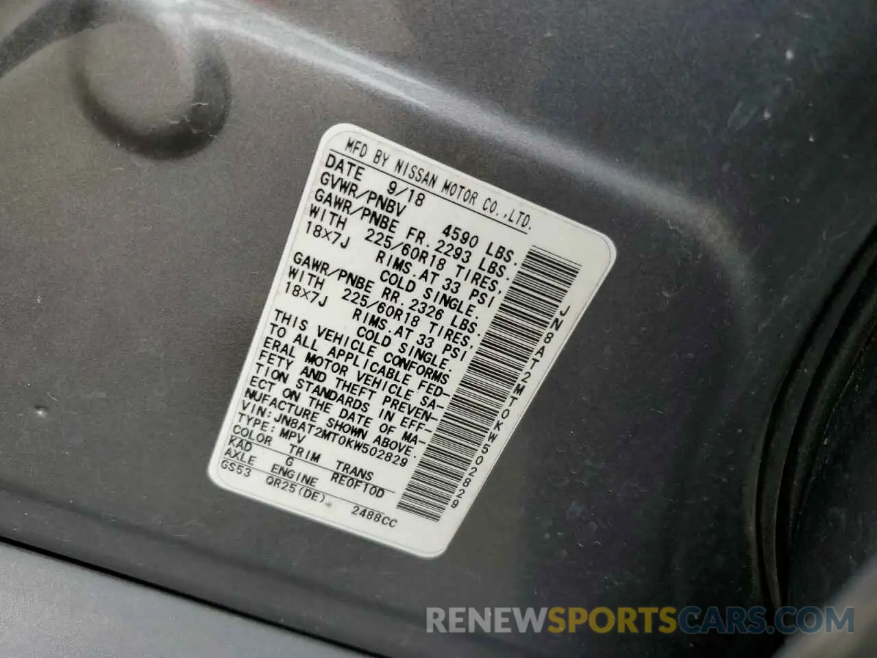 13 fotografías del automóvil dañado JN8AT2MT0KW502829 NISSAN ROGUE 2019