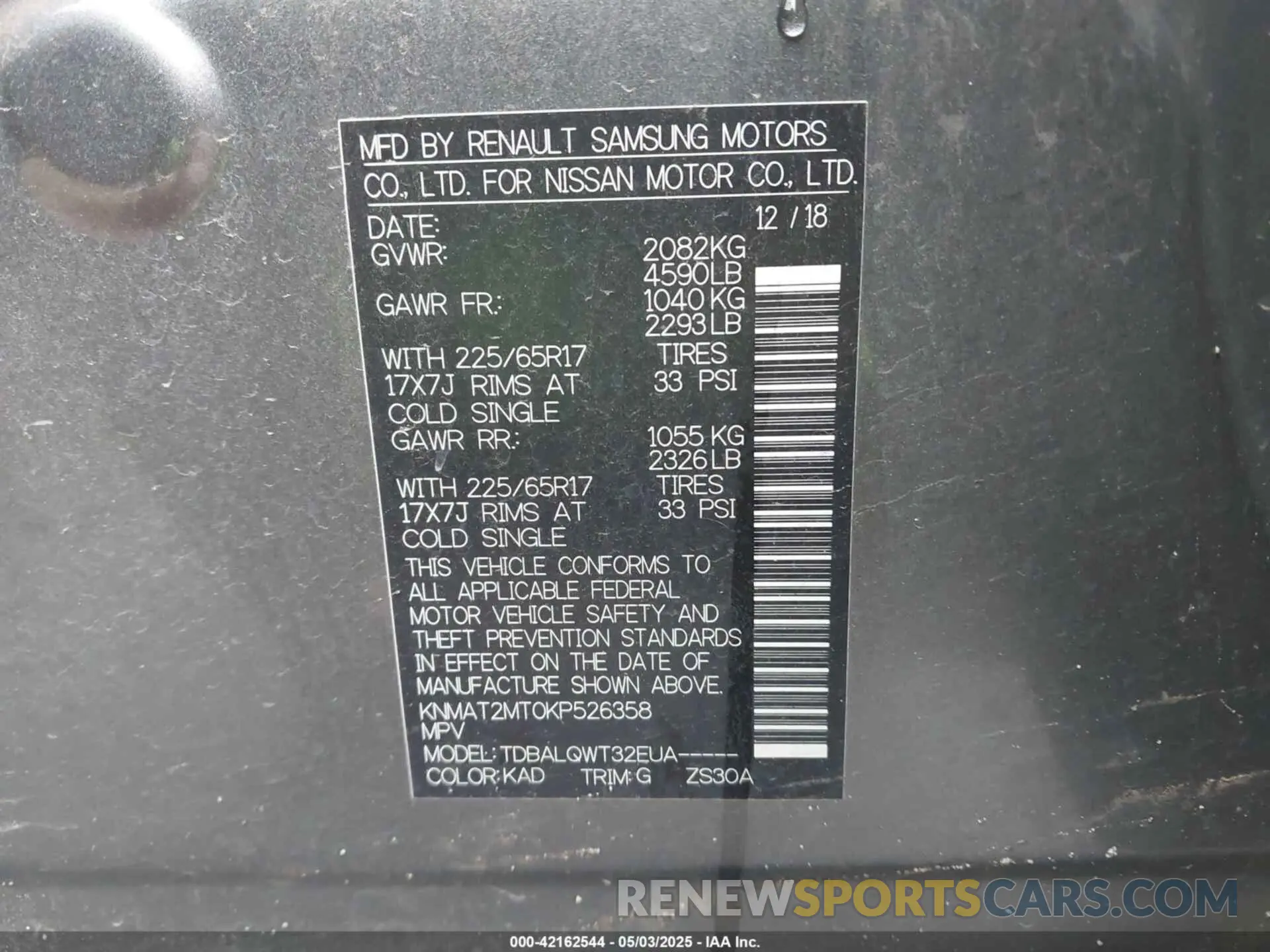 9 fotografías del automóvil dañado KNMAT2MT0KP526358 NISSAN ROGUE 2019