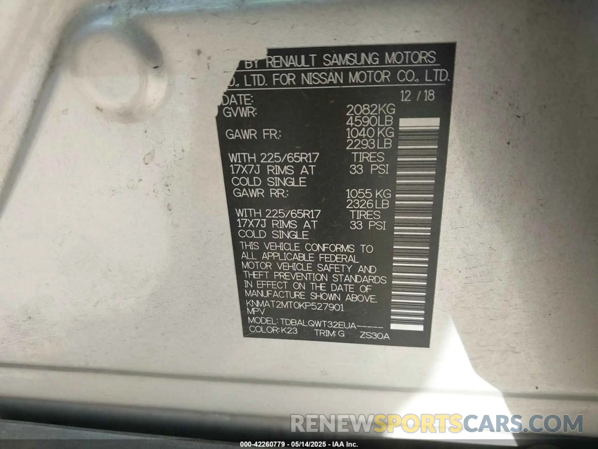 9 fotografías del automóvil dañado KNMAT2MT0KP527901 NISSAN ROGUE 2019