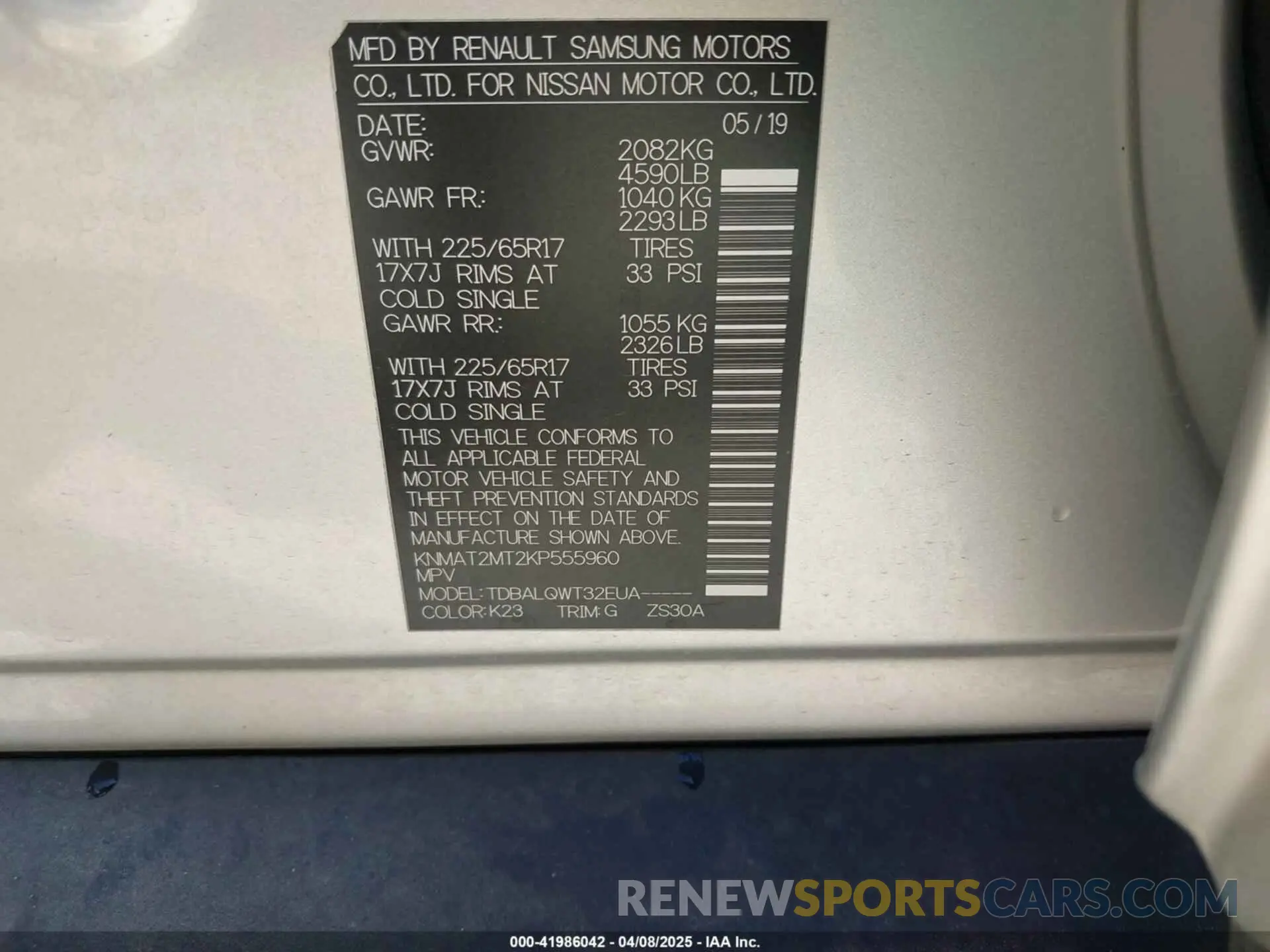 9 fotografías del automóvil dañado KNMAT2MT2KP555960 NISSAN ROGUE 2019