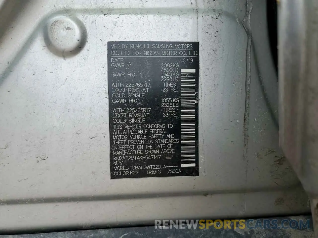 15 fotografías del automóvil dañado KNMAT2MT4KP547147 NISSAN ROGUE 2019
