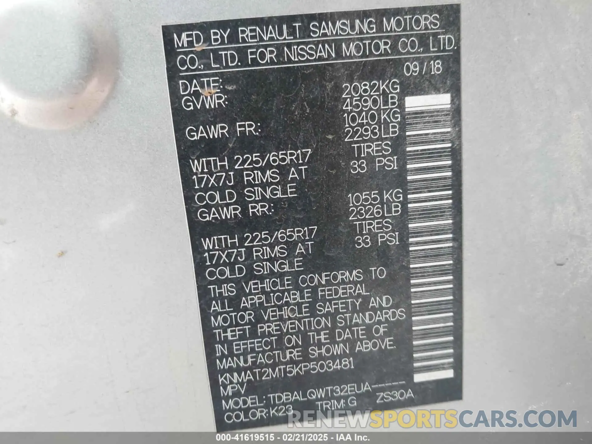 9 fotografías del automóvil dañado KNMAT2MT5KP503481 NISSAN ROGUE 2019