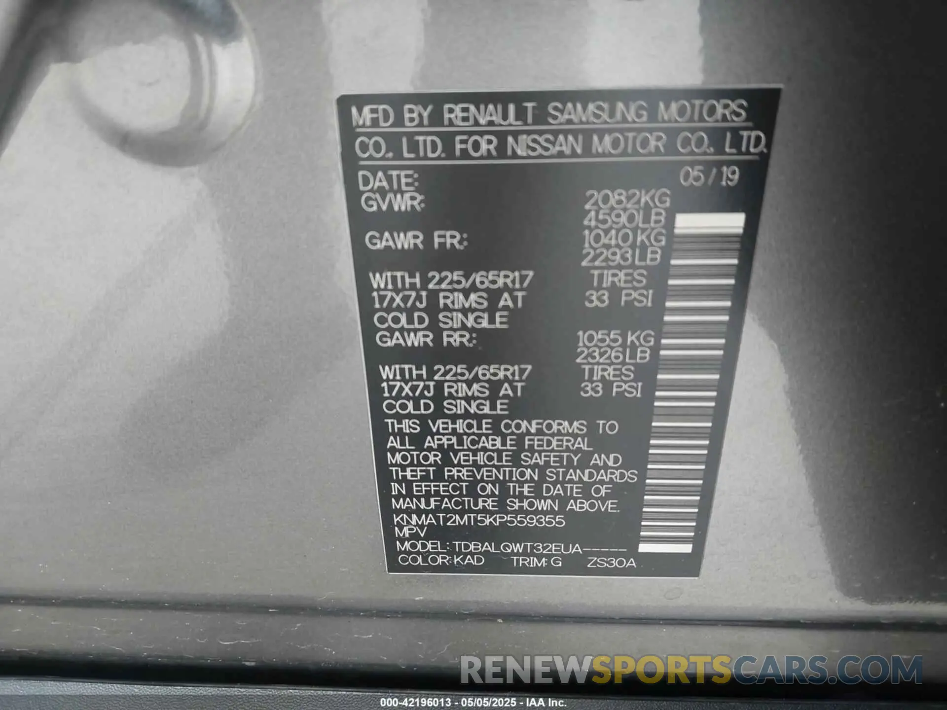 9 fotografías del automóvil dañado KNMAT2MT5KP559355 NISSAN ROGUE 2019