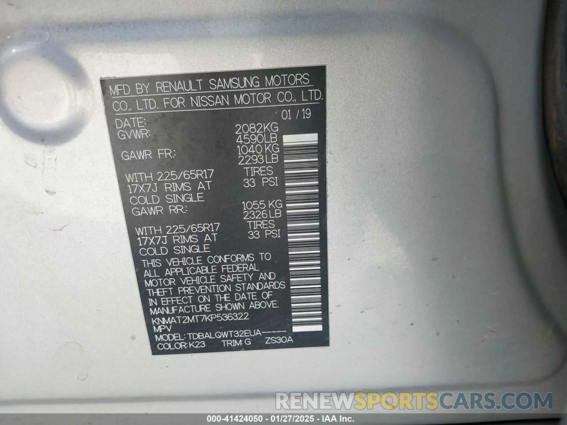 9 fotografías del automóvil dañado KNMAT2MT7KP536322 NISSAN ROGUE 2019
