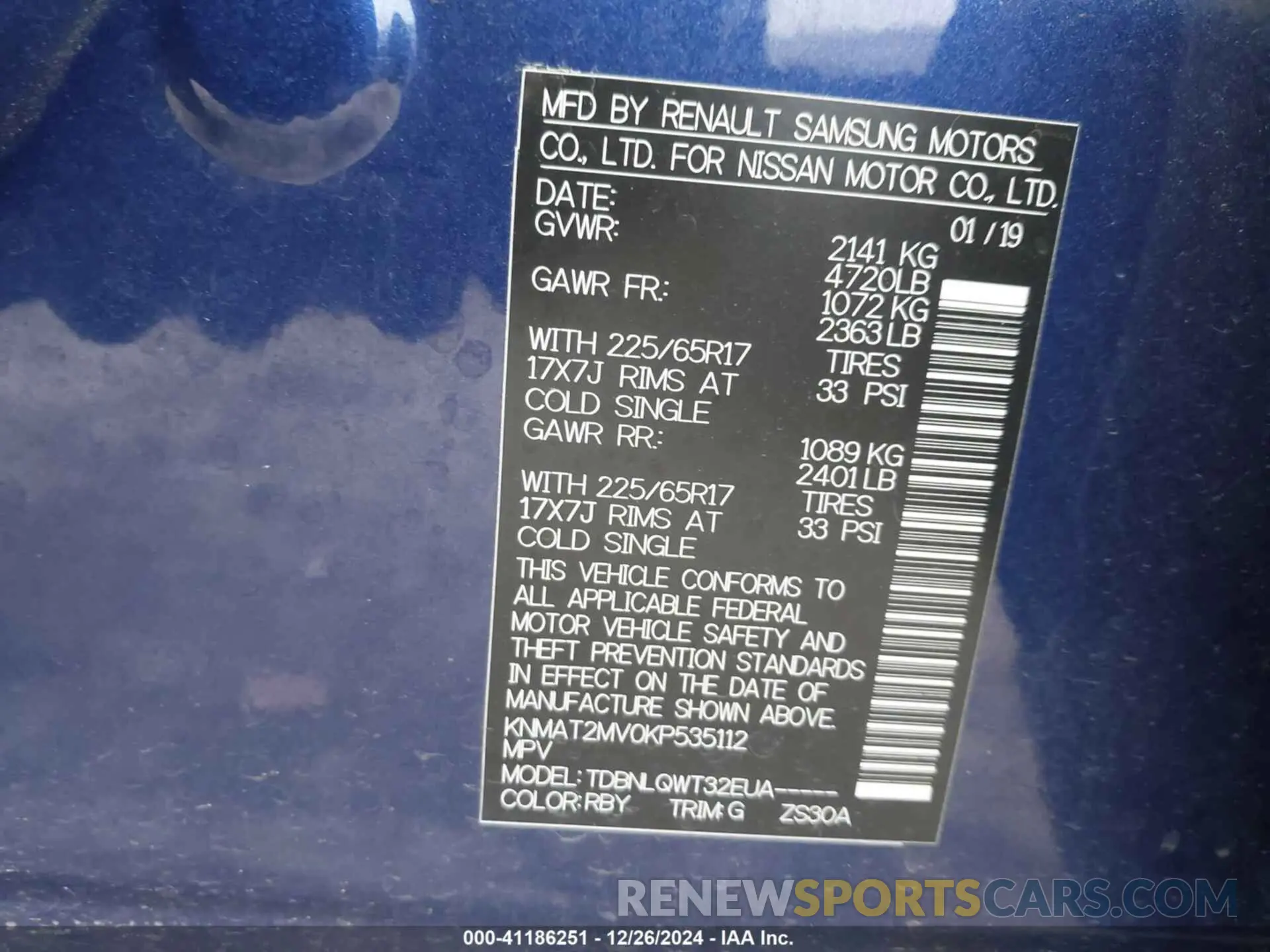 9 fotografías del automóvil dañado KNMAT2MV0KP535112 NISSAN ROGUE 2019