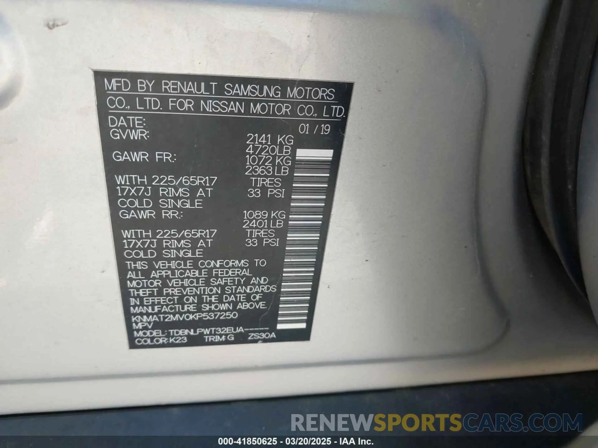 9 fotografías del automóvil dañado KNMAT2MV0KP537250 NISSAN ROGUE 2019