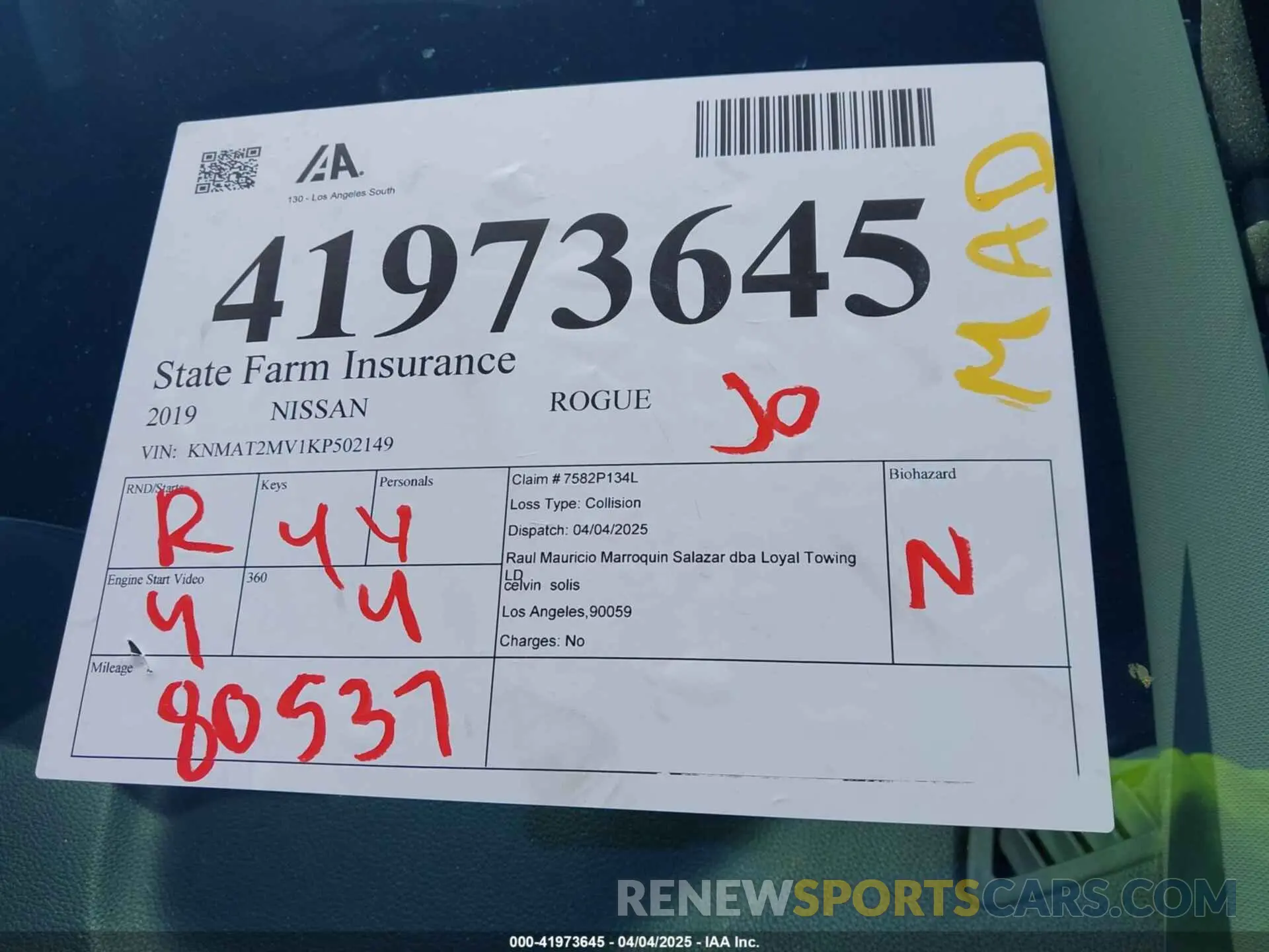 17 fotografías del automóvil dañado KNMAT2MV1KP502149 NISSAN ROGUE 2019