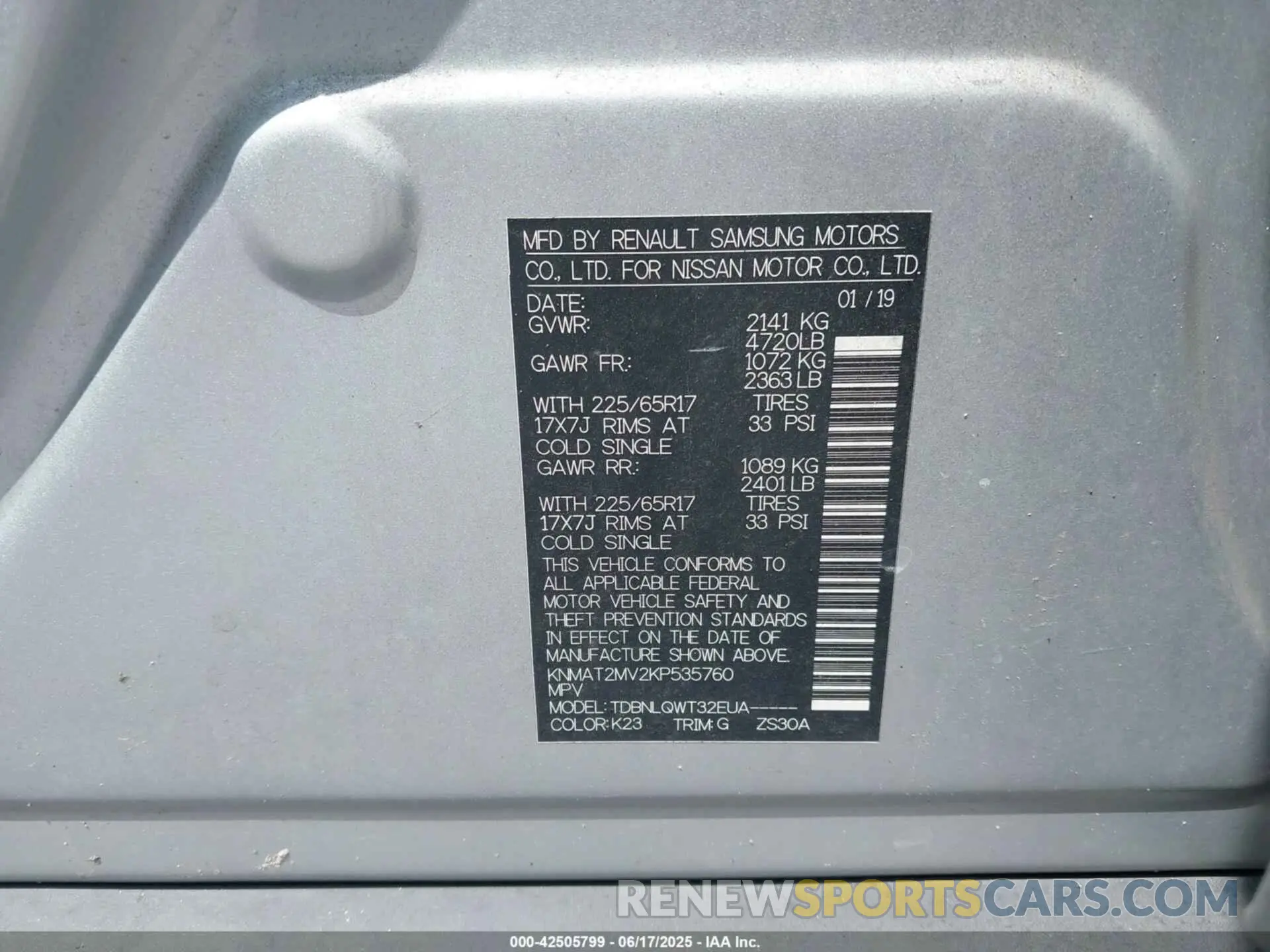 9 fotografías del automóvil dañado KNMAT2MV2KP535760 NISSAN ROGUE 2019